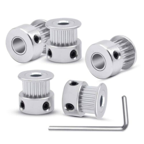 ALUMINUM GT2 TIMING PULLEY – 6MM BELT – 20 TOOTH – 5MM BORE